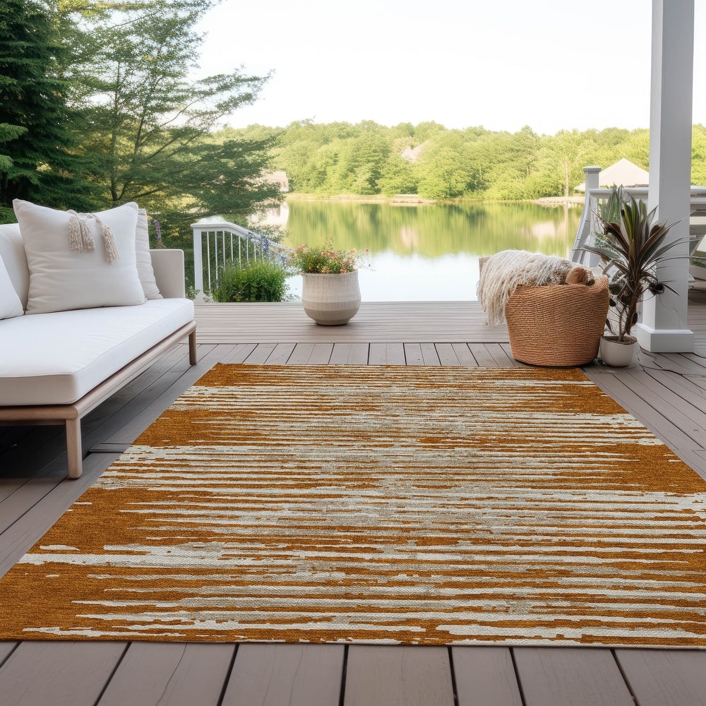 Machine Washable Indoor/ Outdoor Ombre Chantille Abstract Rug
