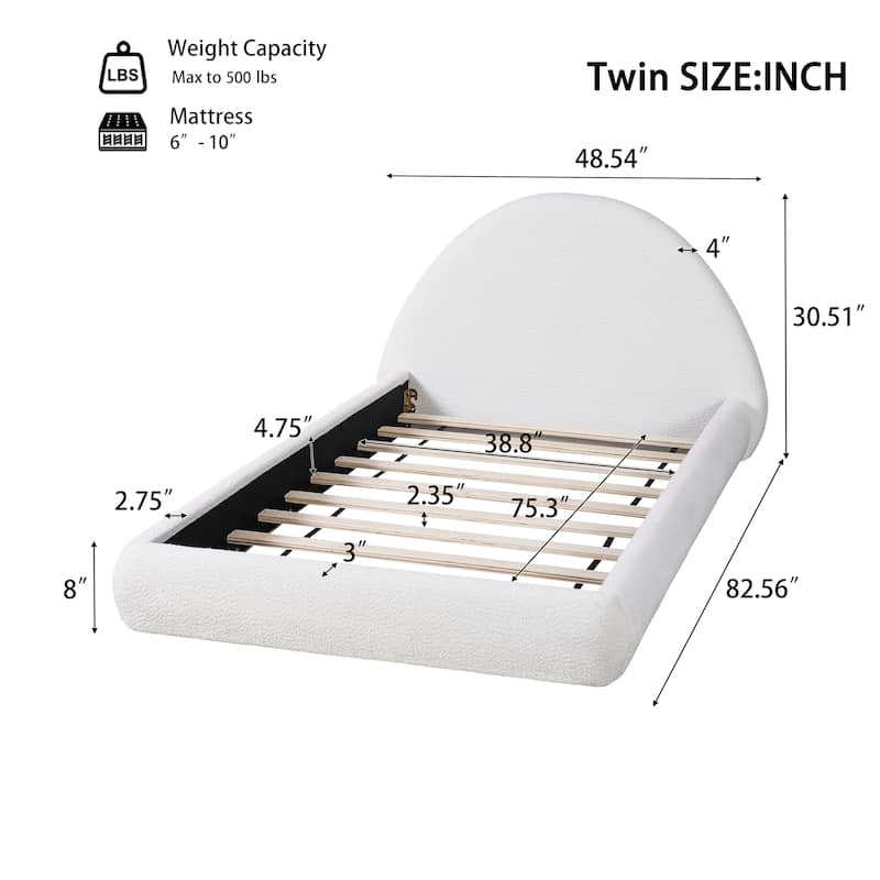 Christopher Knight Home - Rosalie Modern Upholstered Bed Frame with Curved Headboard