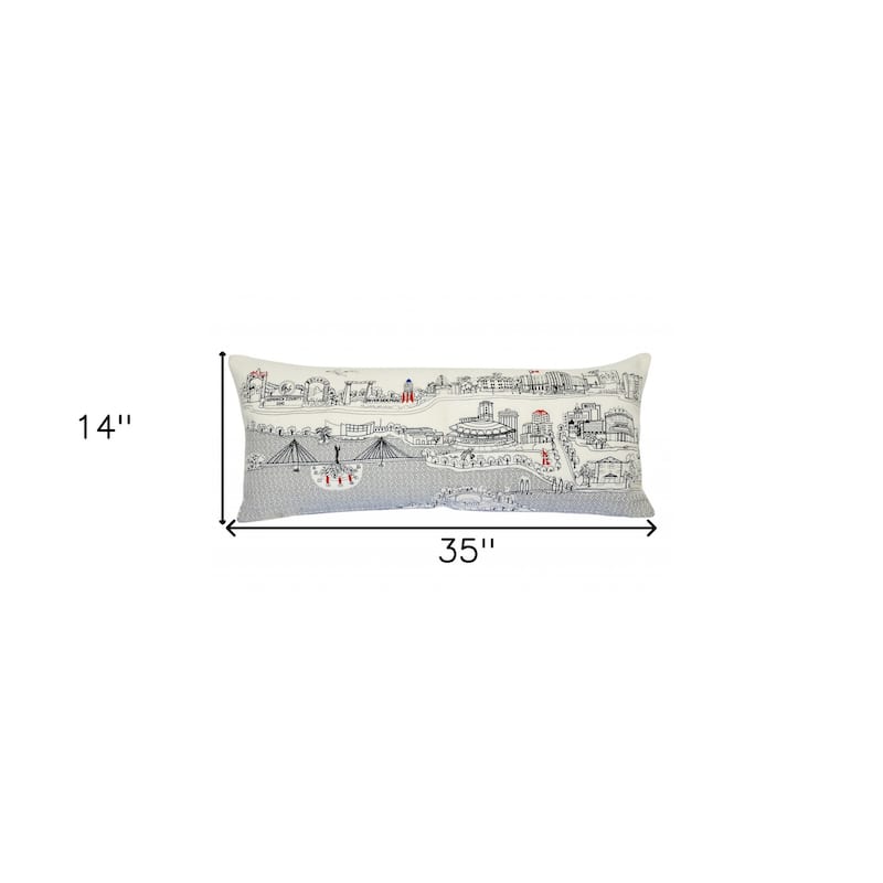 HomeRoots 35" White Wichita Daylight Skyline Lumbar Decorative Pillow