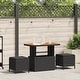 preview thumbnail 24 of 39, vidaXL 3/4 Piece Garden Dining Set with Cushions Black Poly Rattan Acacia Black 35.4 in 2 stools