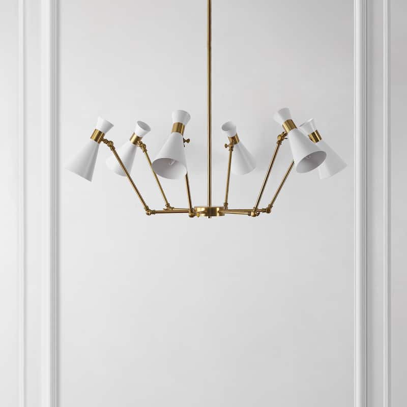 SAFAVIEH Shiraz 6-Light Adjustable Chandelier with Pivoting Shades, Modern Multi-Directional Ceiling Light - 57"W x 57"D x 45"H