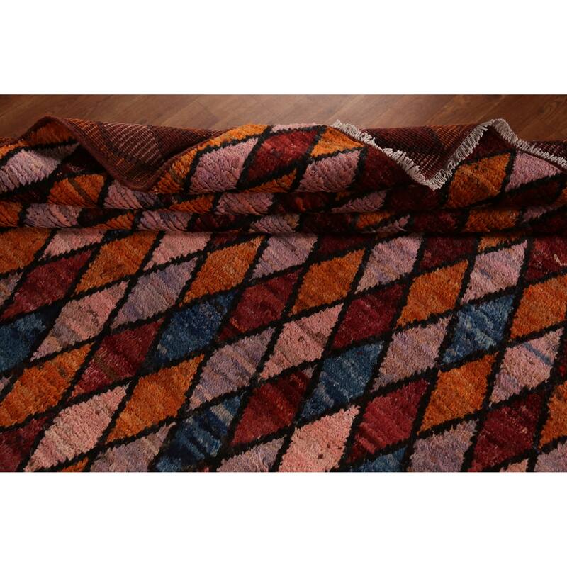 Multi-Color Trellis Moroccan Oriental Area Rug Handmade Wool Carpet - 6'9" x 9'7"