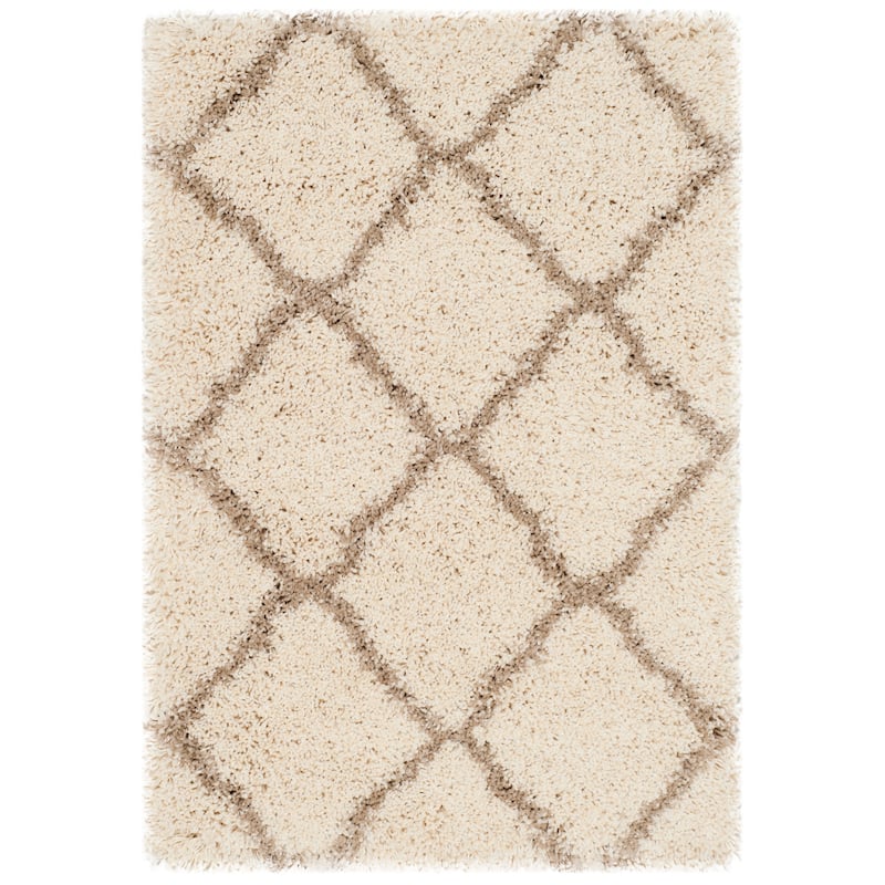 SAFAVIEH Hudson Shag Athena Trellis 2-inch Thick Rug - 2' x 3' - Ivory/Beige