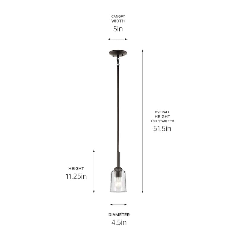 Kichler Lighting Shailene 1-Light Mini Pendant Light with Clear Glass