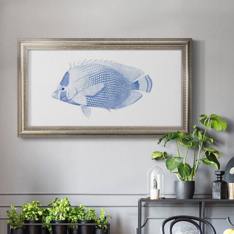 Blue & White Tropical Fish VI Premium Framed Canvas- Ready to Hang