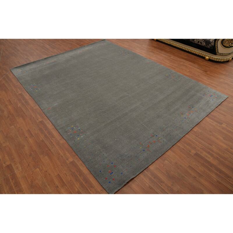 Hand Knotted Oriental 100% Wool Carpet Tribal Animal Pictorial Greys & Charcoal Gabbeh Area Rug - 12' 6'' X 9' 3''