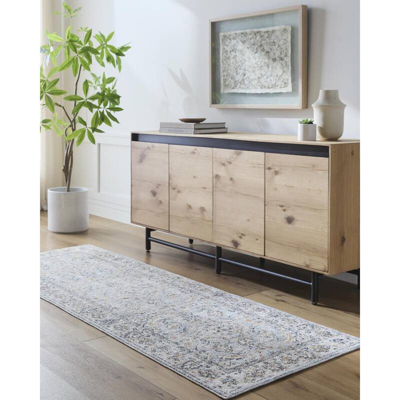 Livabliss Transitional Beckham Medallion Area Rug - 2' x 2'11" - Light Gray