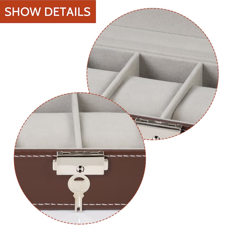 6 Slot Watch Display Case Watch Box Organizer, Father's Day Gift Watch Holder Organizer