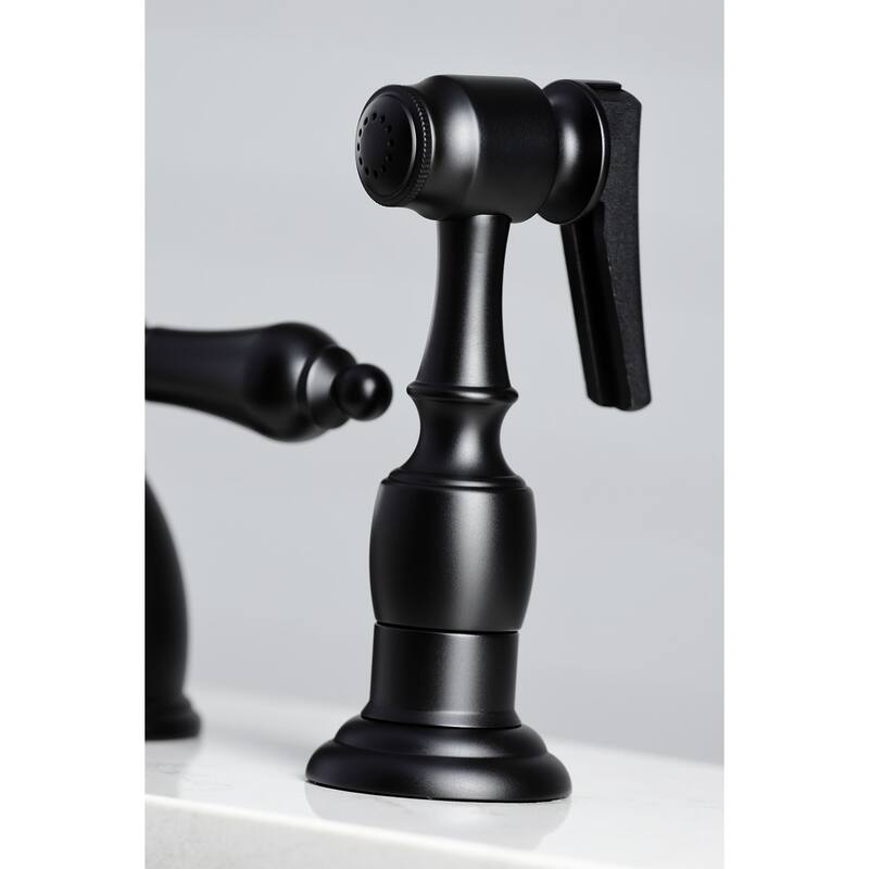 Heritage 8-Inch Widespread Kitchen Faucet with Brass Sprayer