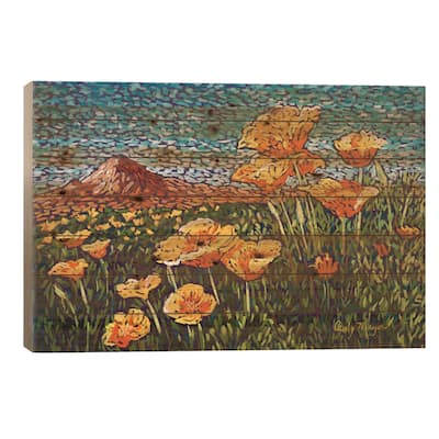 Poppies Print On Wood by Candy Mayer - Multi-Color