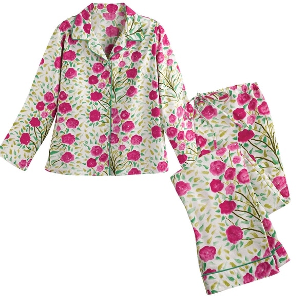 Watercolor Floral Womens Pajama Pants M Pink