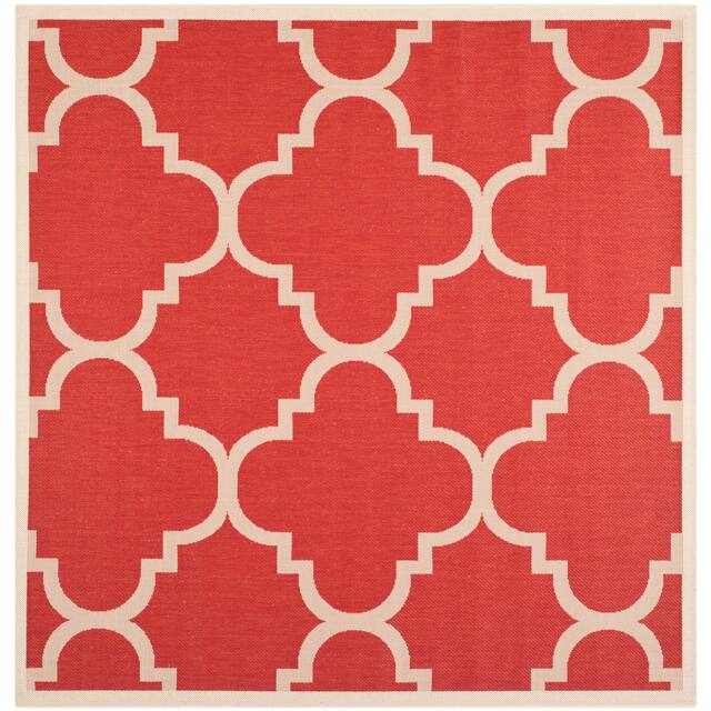 SAFAVIEH Courtyard Maryanne Indoor/ Outdoor Waterproof Patio Backyard Rug - 5'3" x 5'3" Square - Red