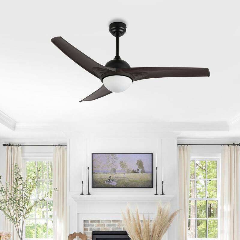 Aviator 52" 1-Light Industrial Iron/Plastic Mobile-App/Remote-Controlled 6-Speed Propeller LED Ceiling Fan, by JONATHAN Y