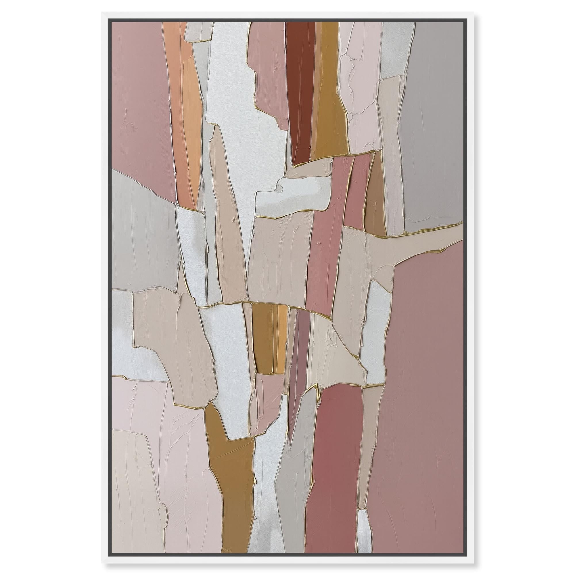 Gilded Stripes I Boho Wall Decor Framed Canvas Print by Art Remedy