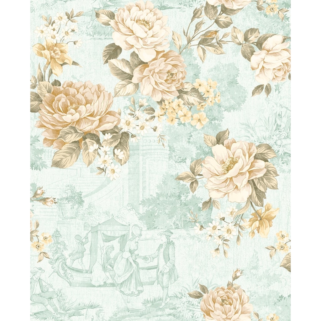 Seabrook Designs Toinette Floral Toile Unpasted Wallpaper - 20.5 in. W x 18 ft. L