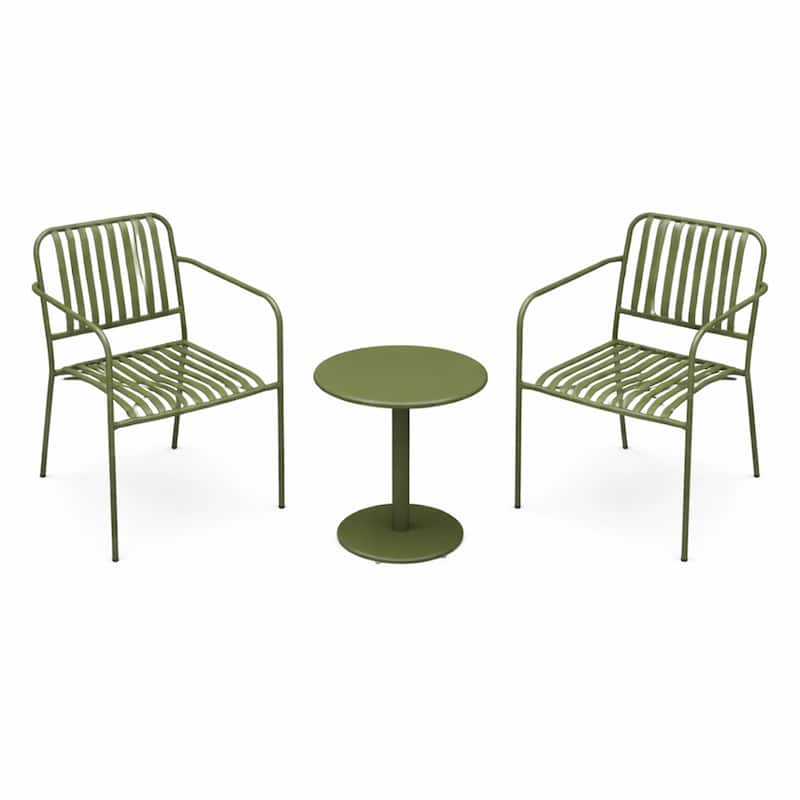 18 in H Outdoor Metal Bistro Set with Table and Chairs (3-Piece) - Green