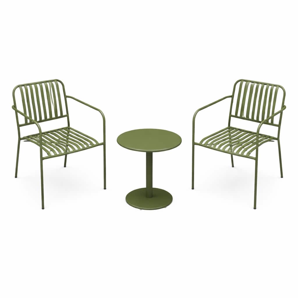 18 in H Outdoor Metal Bistro Set with Table and Chairs (3-Piece)