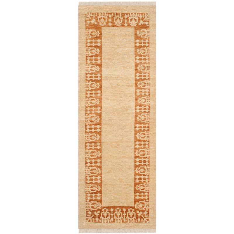 SAFAVIEH Couture Hand-knotted Peshawar Verjinija Traditional Oriental Vegetable Dye - 3' x 10' - Ivory/Gold - Runner