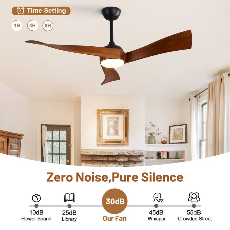Sofucor 52 Inch Farmhouse Indoor&Outdoor Ceiling Fan with Remote,LED Light Optional