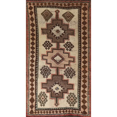 Vegetable Dye Gabbeh Persian Antique Area Rug Hand-knotted Wool Carpet - 3'9"x 7'2"
