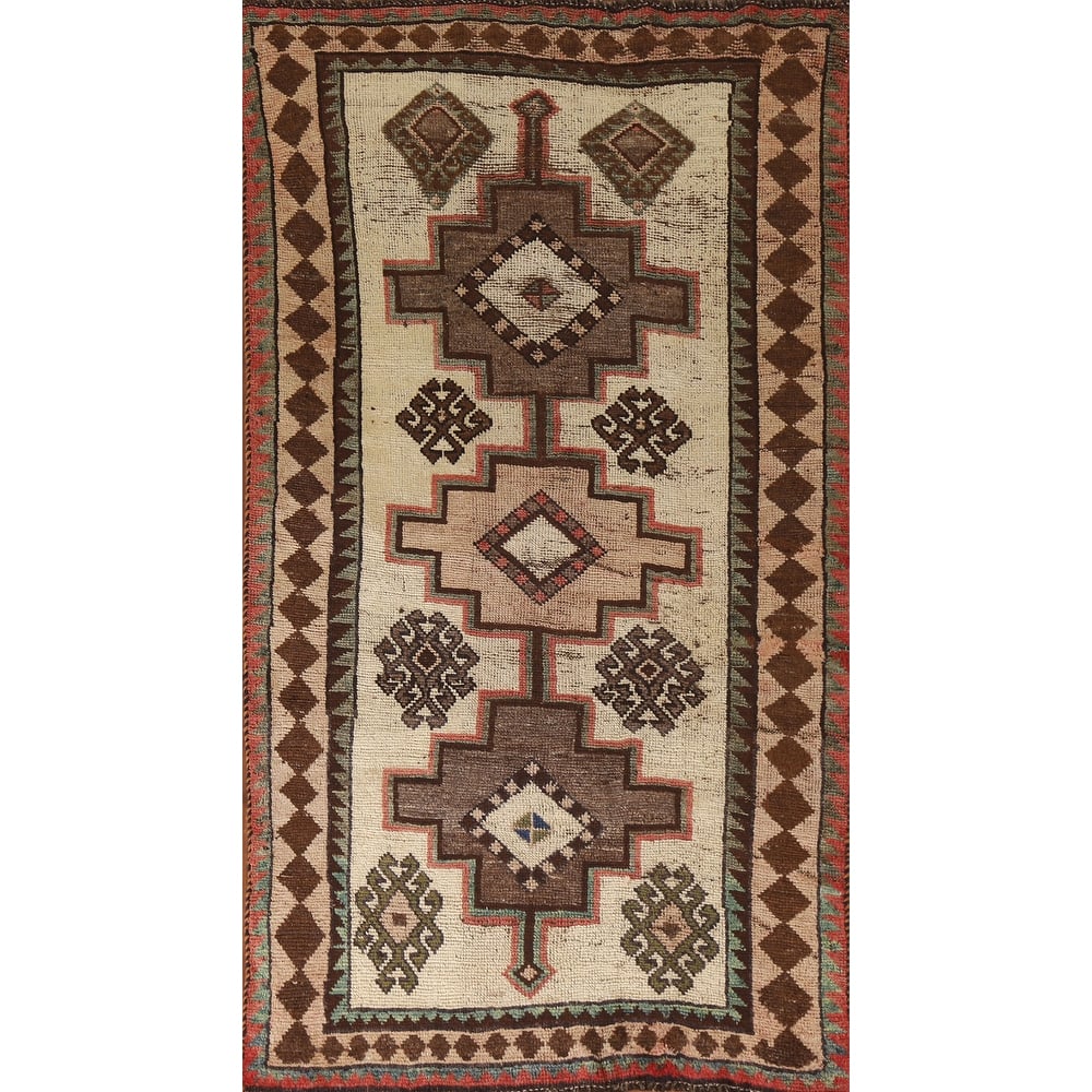 Vegetable Dye Gabbeh Persian Antique Area Rug Hand-knotted Wool Carpet - 3'9"x 7'2"
