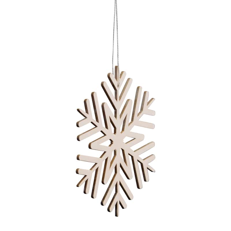 Cut-Out Snowflake Wooden Christmas Ornaments - 5" - Set of 8