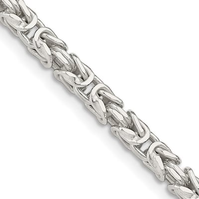 Curata 925 Sterling Silver 3.25mm Squared Byzantine Chain Necklace for Men Optiosn: 16 18 20 24 30