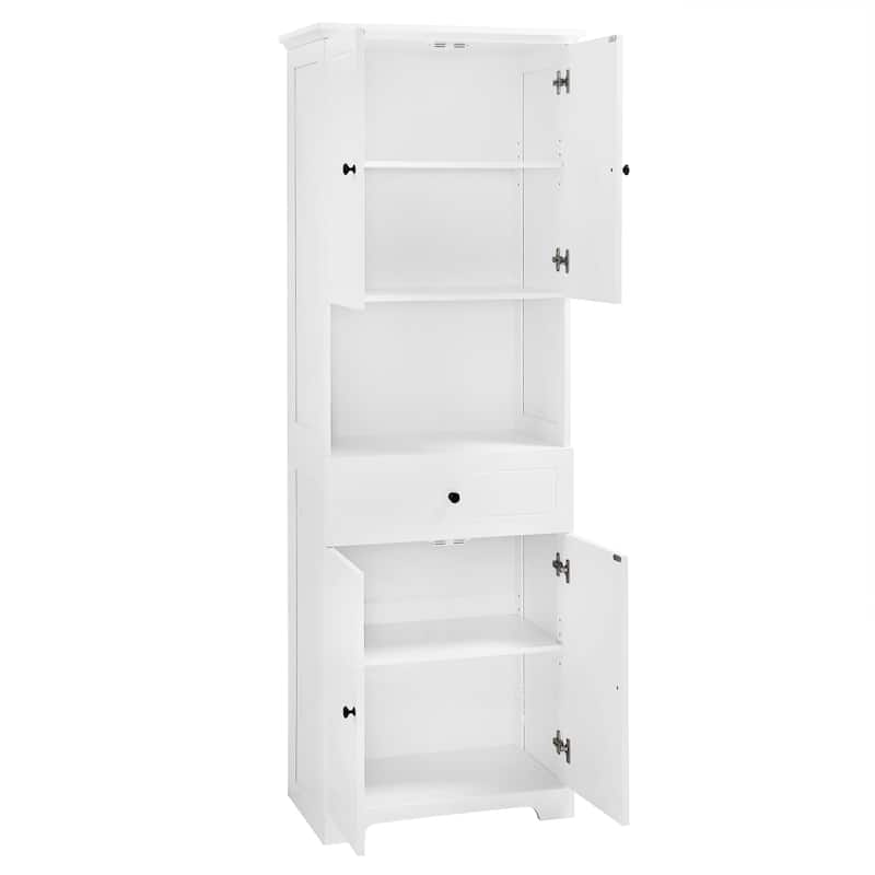 GDFStudio - Oliver Tall Bathroom Cabinet with Four Doors, Open Shelf, and Adjustable Storag