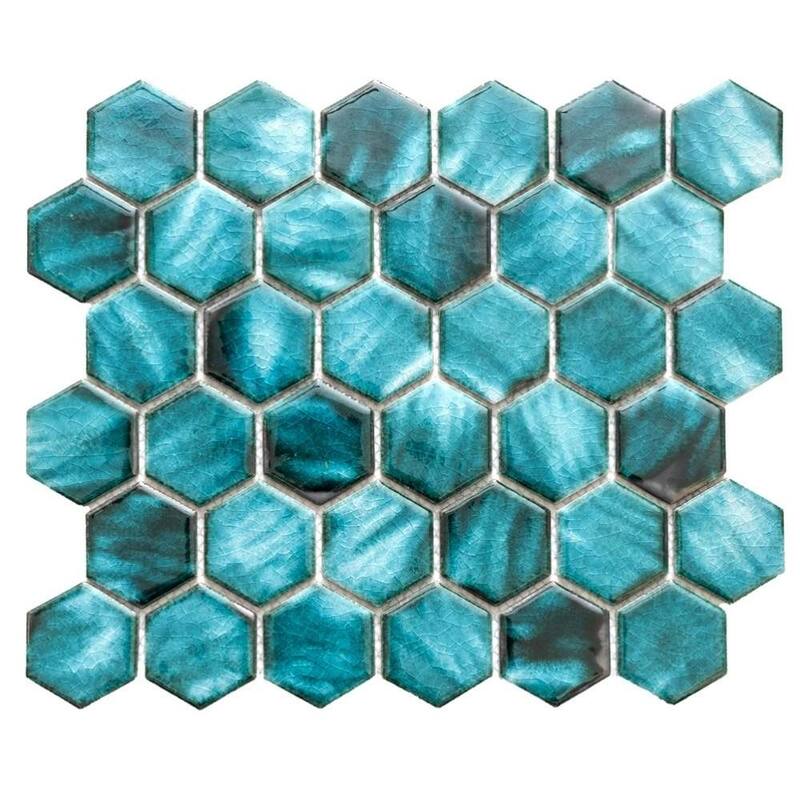 Agate 2x2 Glossy Porcelain Hexagon Mosaic Tile - Wall & Backsplash