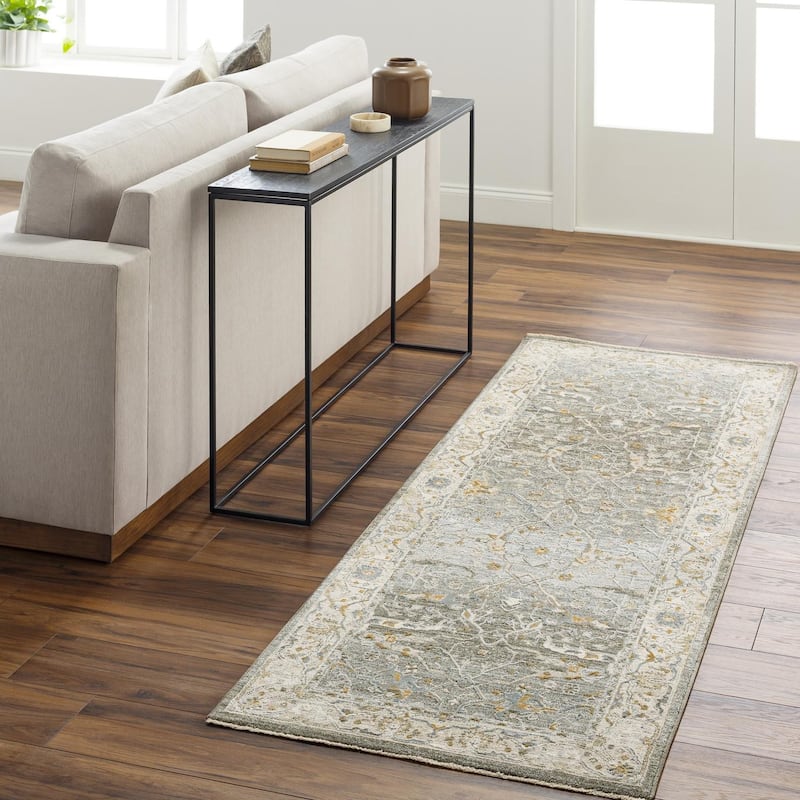 Livabliss Transitional Dresden Medallion Area Rug - 2'7" x 7'3" - Charcoal/Blue