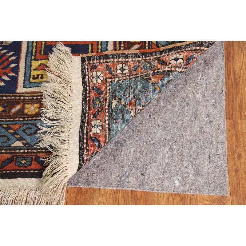 Hand Knotted Oriental 100% Wool Carpet Traditional Tribal Navy Blue & Blues Kazak Area Rug - 10' 0'' X 6' 7''