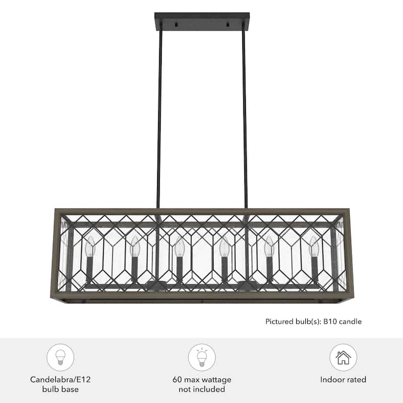 Hunter Chevron 6-Light Linear Chandelier - Dining Room, Island - Farmhouse, Transitional, Rustic, Lattice