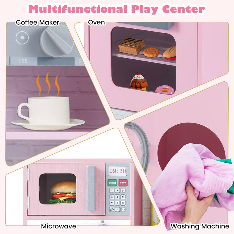 Gymax Kids Play Kitchen Toy Set w/ Water Dispenser Sink Faucet