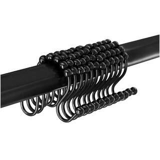 12 Piece Set - Matte Black Double Glide Shower Curtain Hooks Rings ...