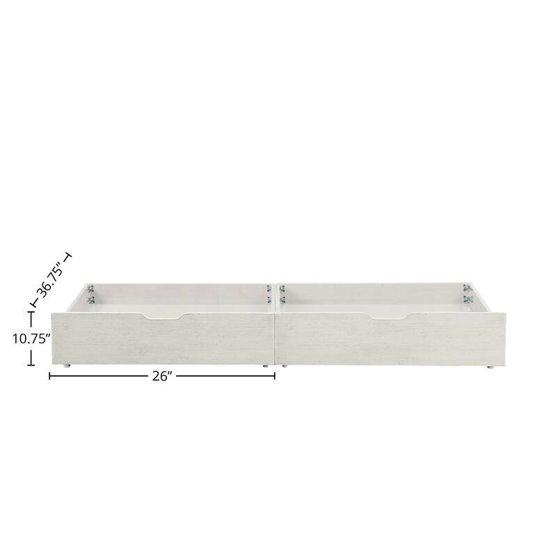 Olivia 26" Wide Wood Storage Drawers, Brushed White (Set of 2)