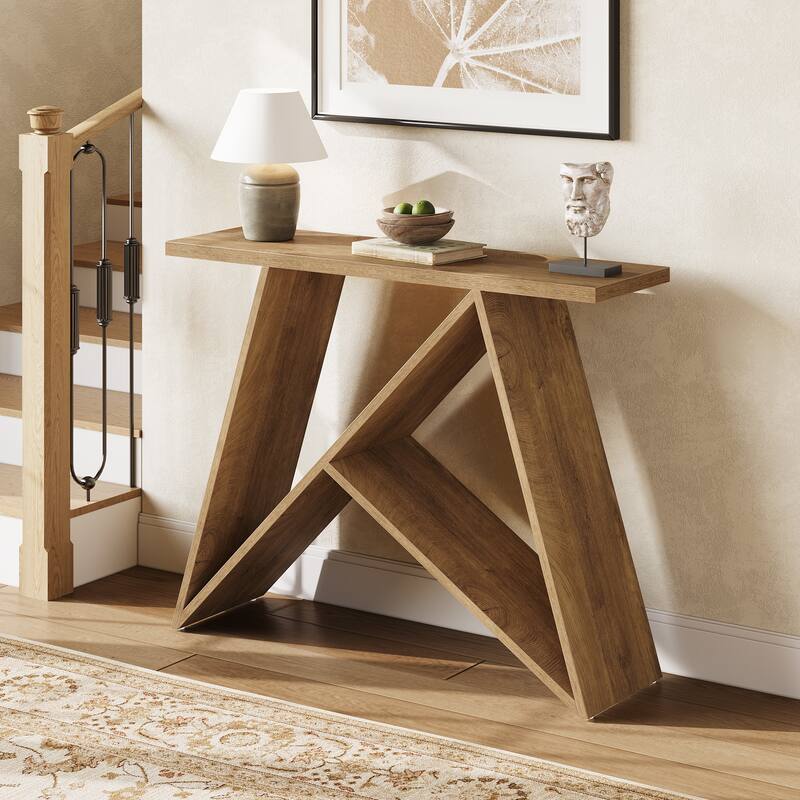 41.3 Inch Console Table, Modern Entryway Table with Geometric Base