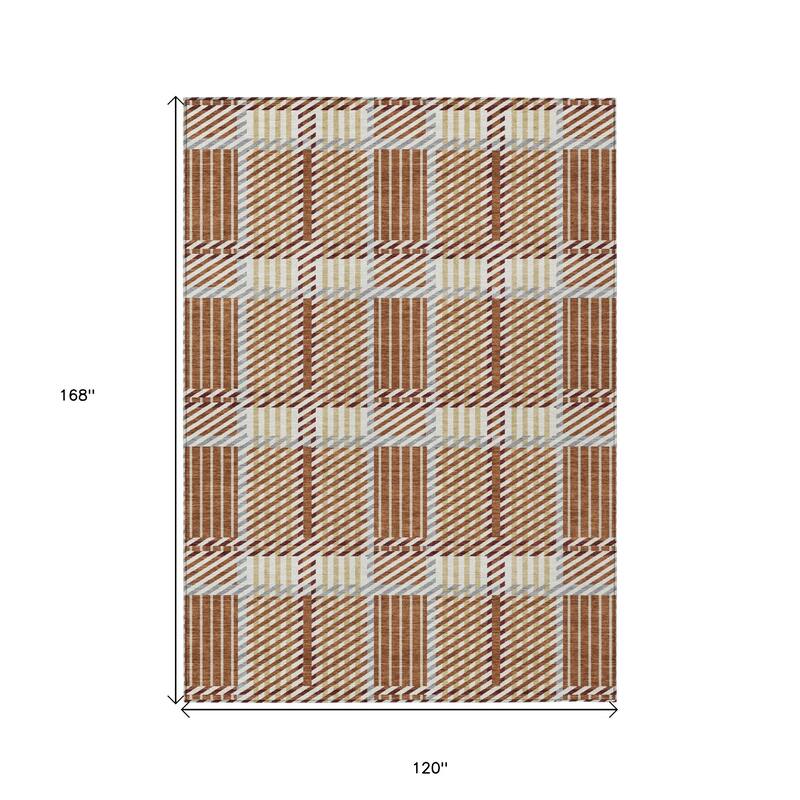 HomeRoots Plaid Transitional Rectangle Outdoor Rug