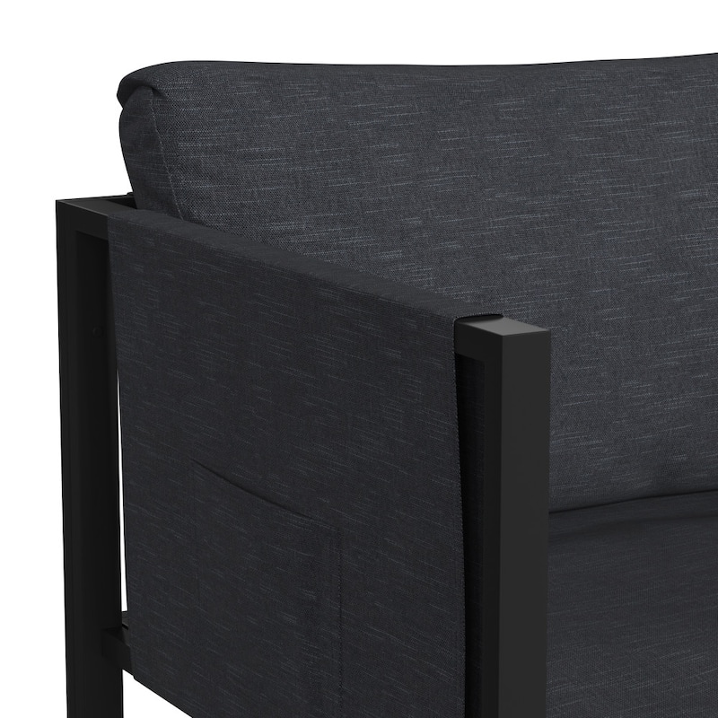 Steel Frame Patio Chair with Included Cushions & Storage Pockets