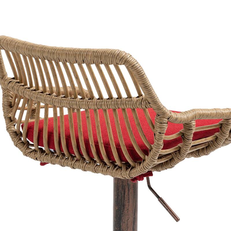 2Pcs Swivel Bar Stools With Footrest, Metal Frame, Up To 250 Lbs Load Bearing Capacity Retro Adjustable Height 35.04" To 42.9"