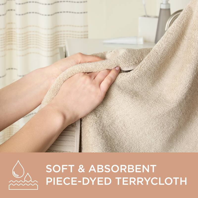 TOWN & COUNTRY EVERYDAY 4-Piece Solid Dobby Border Washcloth Set, 13x13-Inch, 100% Cotton