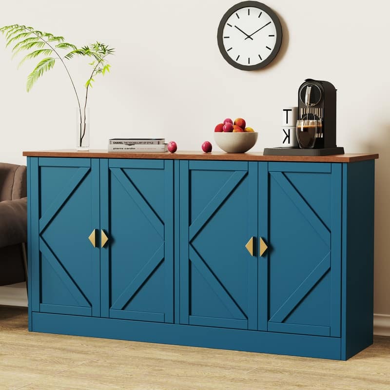 Modern Storage Cabinet Buffet with Line Design