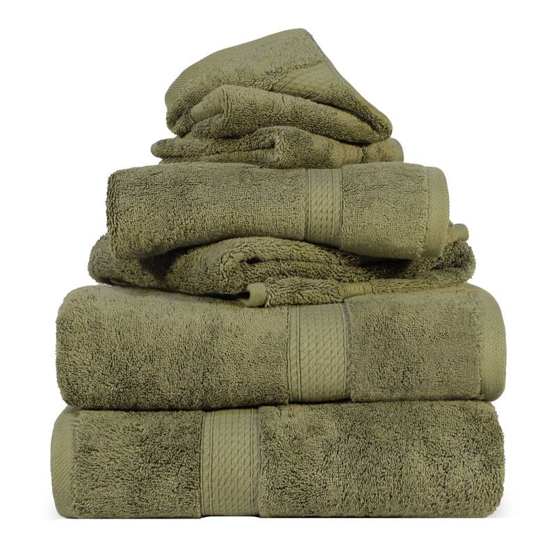 Blue Nile Mills Luxury 6-Piece Egyptian Cotton Towel Set, Thick Absorbent Bathroom Towels
