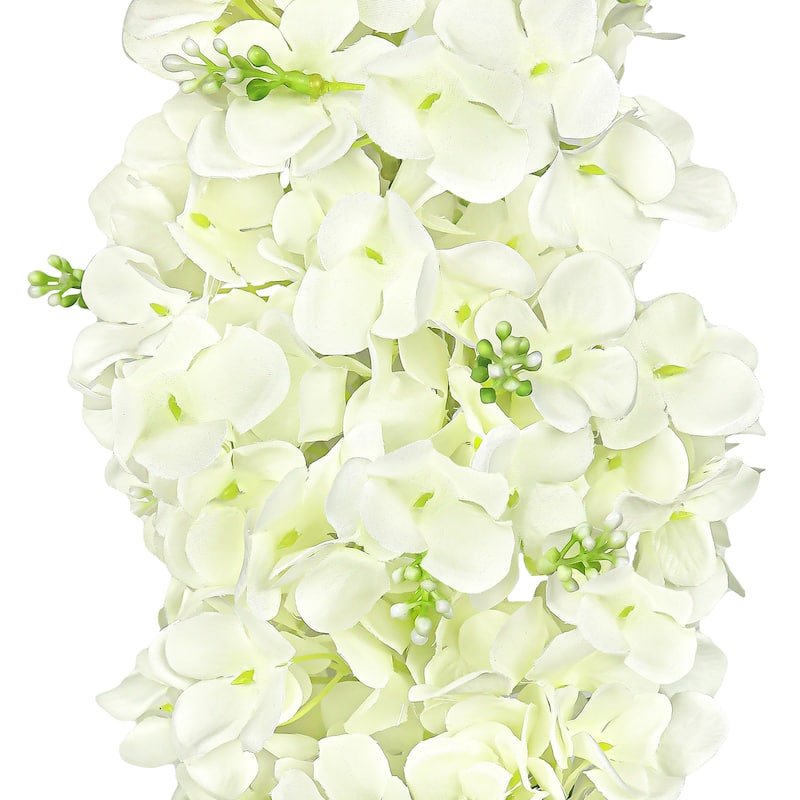 Set of 2 Deluxe Cream White Artificial Cone Hydrangea Flower Stem Spray 34in - 35" L x 5" W x 5" DP