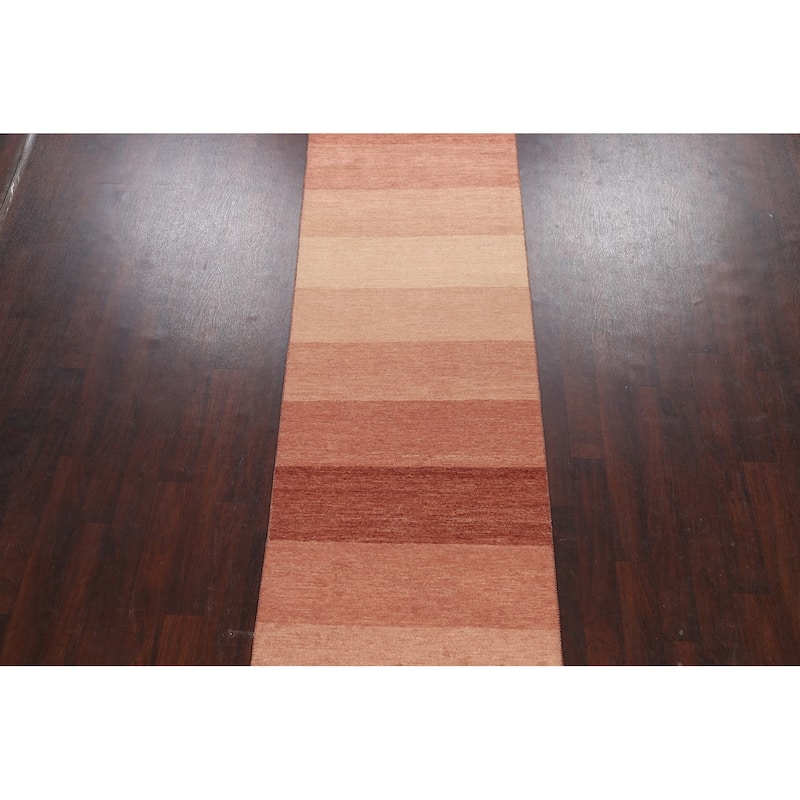 Modern Gabbeh Kashkoli Oriental Wool Runner Rug Handmade Carpet - 3'2" x 16'2"