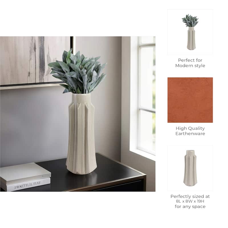 Ceramic Vase with Sculptural Swirl Design and Textured Detailing