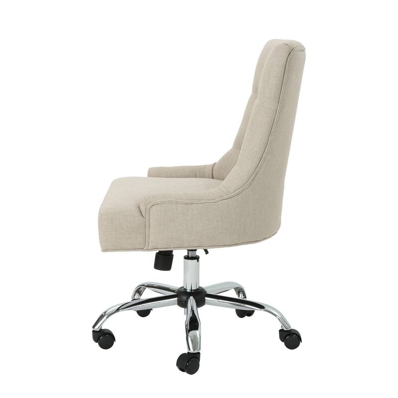 360° Rotating Home Office Chair, Adjustable Height Ergonomic Chair, Upholstered Desk Stool with Metal Base and Wheels - N/A