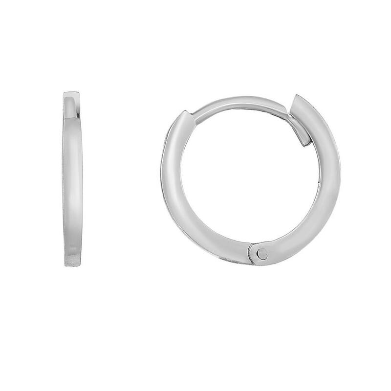Curata 14k White Gold 1.3 x 11.5mm Thin Polished Huggie Earrings