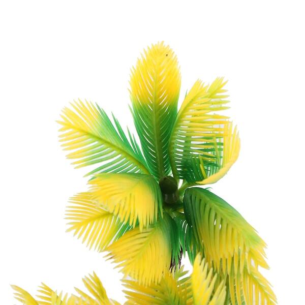 Aquarium Ceramic Base Plastic Artificial Underwater Coconut Tree Plant Ornament Black Brown Green Yellow Overstock 24153008
