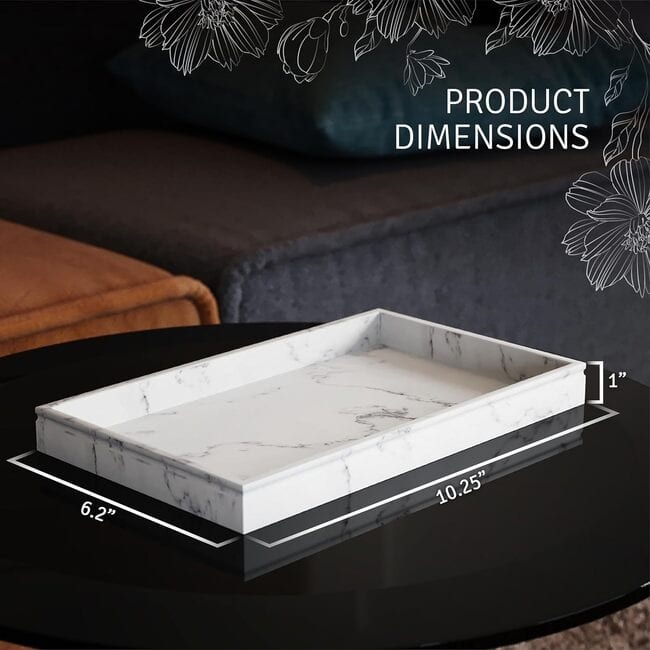 Creative Scents White Marble Decor Tray - 10x6