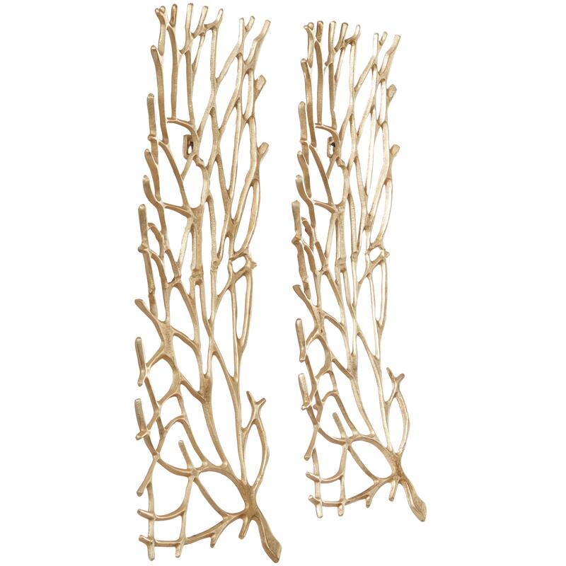 Silver Aluminum Metal Inspired Coral Wall Decor (Set of 2) - Silver or Gold